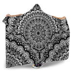 White And Black Mandala Print Hooded Blanket