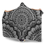 White And Black Mandala Print Hooded Blanket