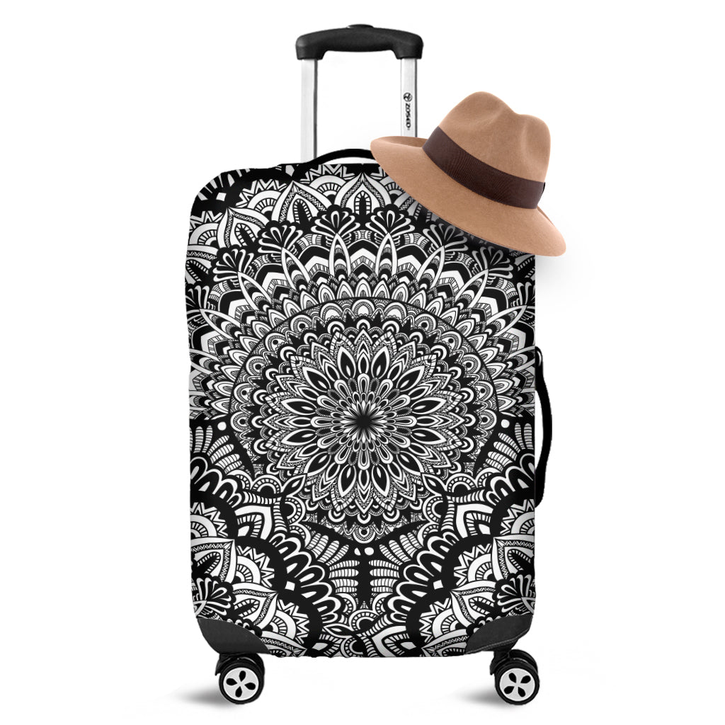 White And Black Mandala Print Luggage Cover
