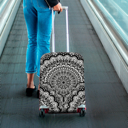 White And Black Mandala Print Luggage Cover