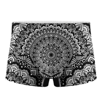 White And Black Mandala Print Men's Boxer Briefs