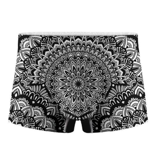 White And Black Mandala Print Men's Boxer Briefs