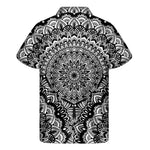 White And Black Mandala Print Men's Short Sleeve Shirt