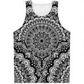 White And Black Mandala Print Men's Tank Top