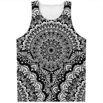 White And Black Mandala Print Men's Tank Top