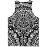 White And Black Mandala Print Men's Tank Top