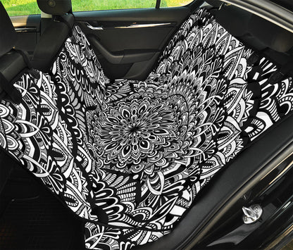 White And Black Mandala Print Pet Car Back Seat Cover