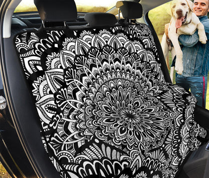 White And Black Mandala Print Pet Car Back Seat Cover