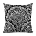 White And Black Mandala Print Pillow Cover