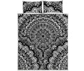 White And Black Mandala Print Quilt Bed Set