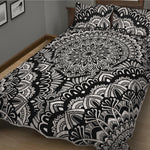 White And Black Mandala Print Quilt Bed Set