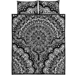 White And Black Mandala Print Quilt Bed Set