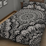 White And Black Mandala Print Quilt Bed Set