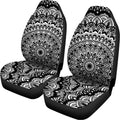 White And Black Mandala Print Universal Fit Car Seat Covers