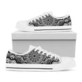 White And Black Mandala Print White Low Top Sneakers