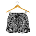 White And Black Mandala Print Women's Shorts