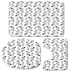 White And Black Mantis Pattern Print 3 Piece Bath Mat Set