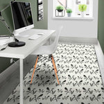 White And Black Mantis Pattern Print Area Rug