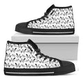 White And Black Mantis Pattern Print Black High Top Sneakers