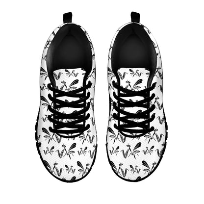 White And Black Mantis Pattern Print Black Sneakers