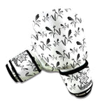 White And Black Mantis Pattern Print Boxing Gloves