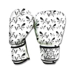 White And Black Mantis Pattern Print Boxing Gloves
