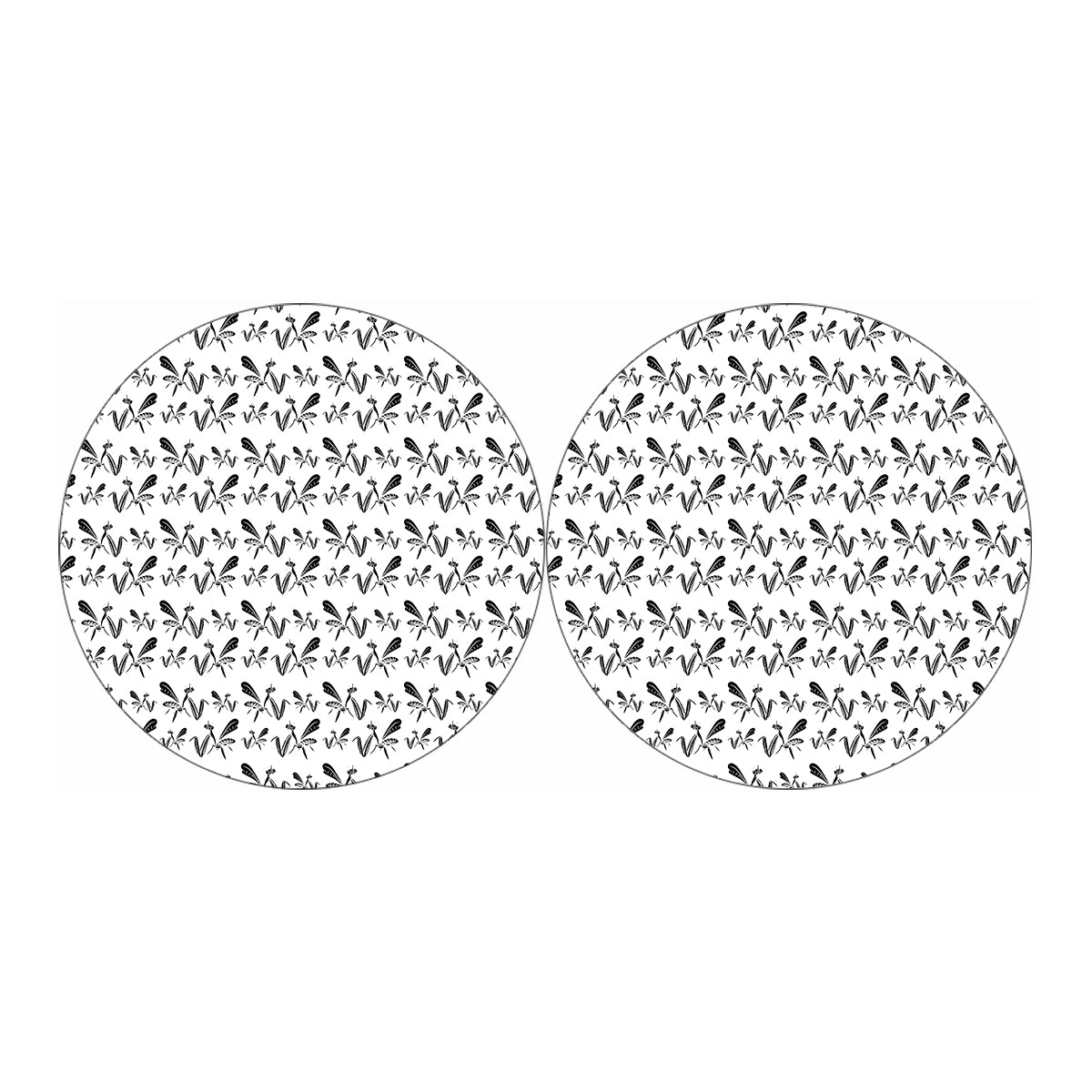 White And Black Mantis Pattern Print Car Coasters