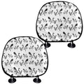 White And Black Mantis Pattern Print Car Headrest Covers