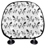 White And Black Mantis Pattern Print Car Headrest Covers