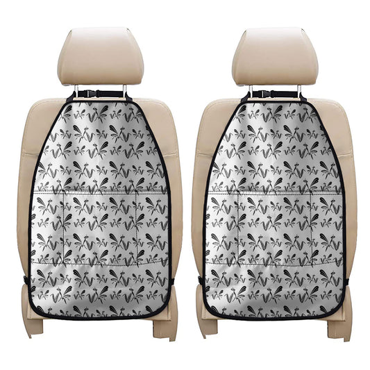 White And Black Mantis Pattern Print Car Seat Organizers