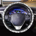 White And Black Mantis Pattern Print Car Steering Wheel Cover