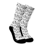 White And Black Mantis Pattern Print Crew Socks