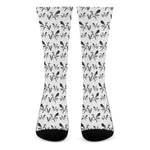 White And Black Mantis Pattern Print Crew Socks