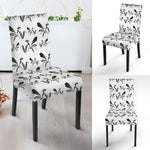 White And Black Mantis Pattern Print Dining Chair Slipcover