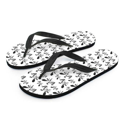 White And Black Mantis Pattern Print Flip Flops