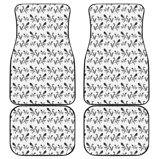 White And Black Mantis Pattern Print Front and Back Car Floor Mats
