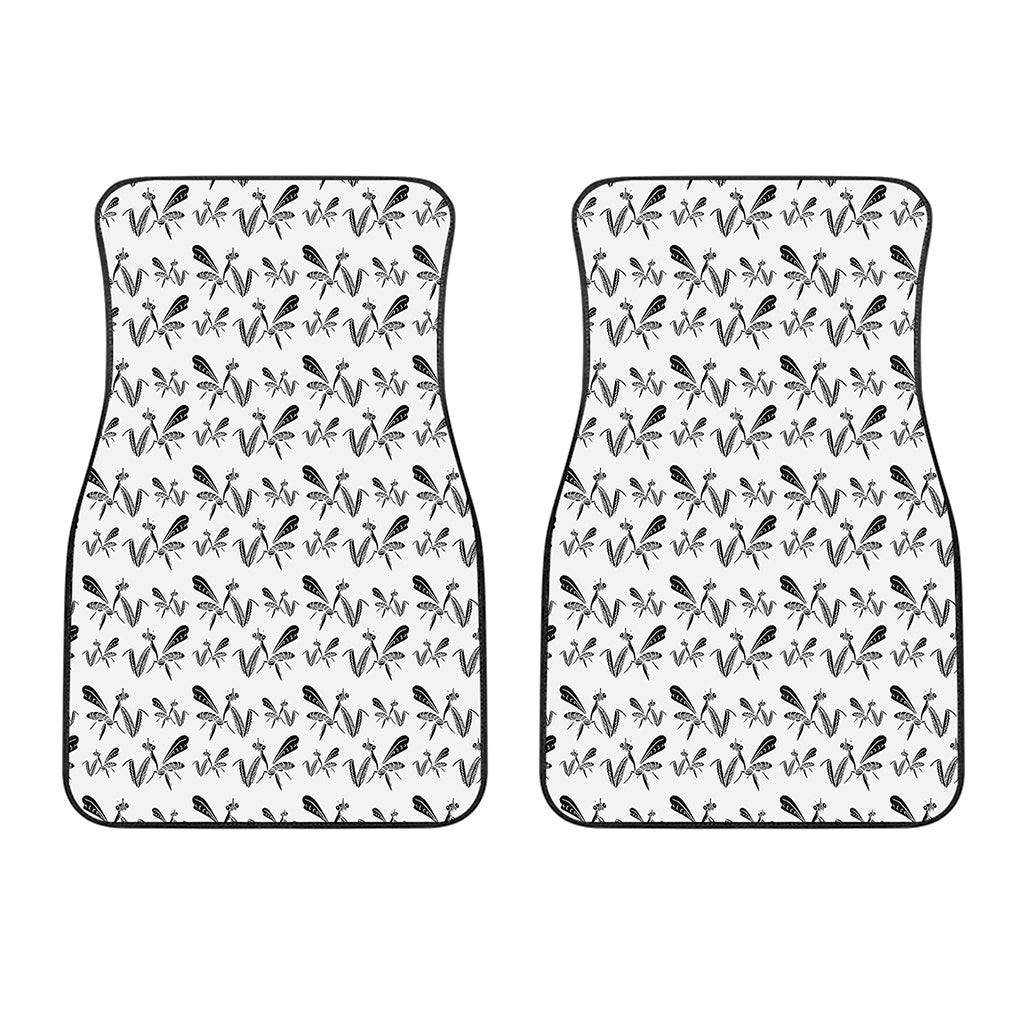 White And Black Mantis Pattern Print Front Car Floor Mats
