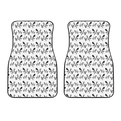 White And Black Mantis Pattern Print Front Car Floor Mats