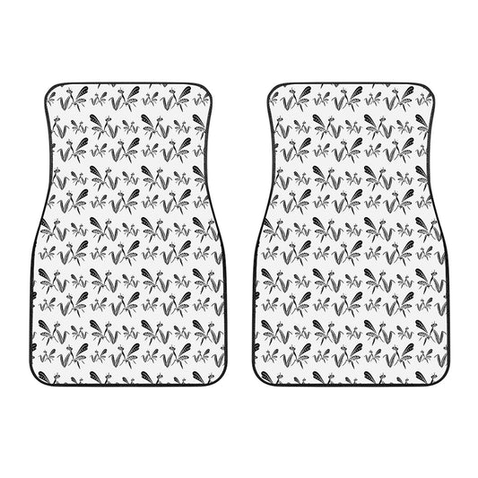 White And Black Mantis Pattern Print Front Car Floor Mats