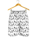 White And Black Mantis Pattern Print Men's Shorts