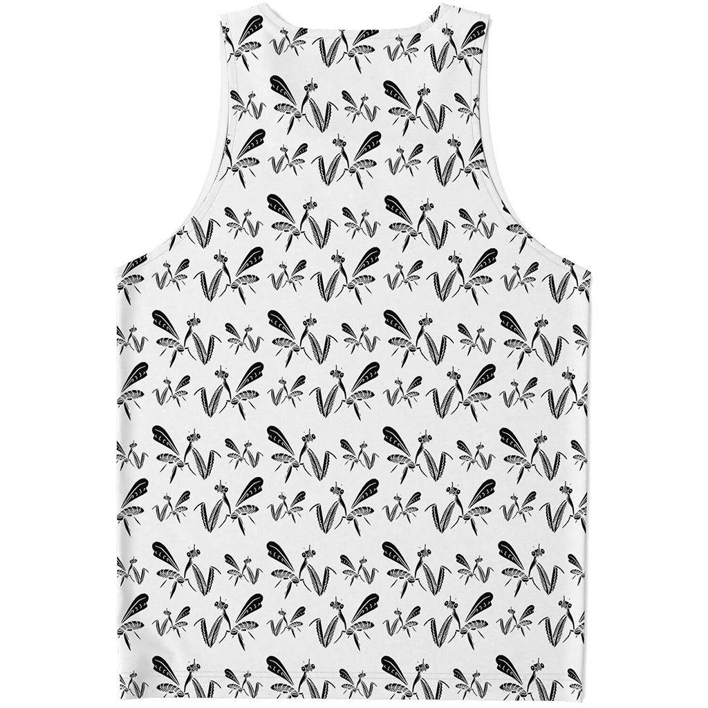 White And Black Mantis Pattern Print Men's Tank Top