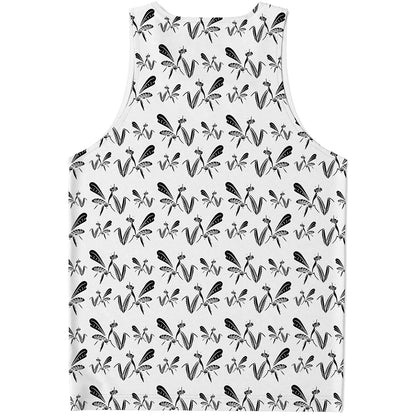 White And Black Mantis Pattern Print Men's Tank Top