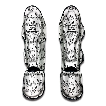 White And Black Mantis Pattern Print Muay Thai Shin Guard