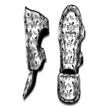 White And Black Mantis Pattern Print Muay Thai Shin Guard