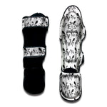 White And Black Mantis Pattern Print Muay Thai Shin Guard