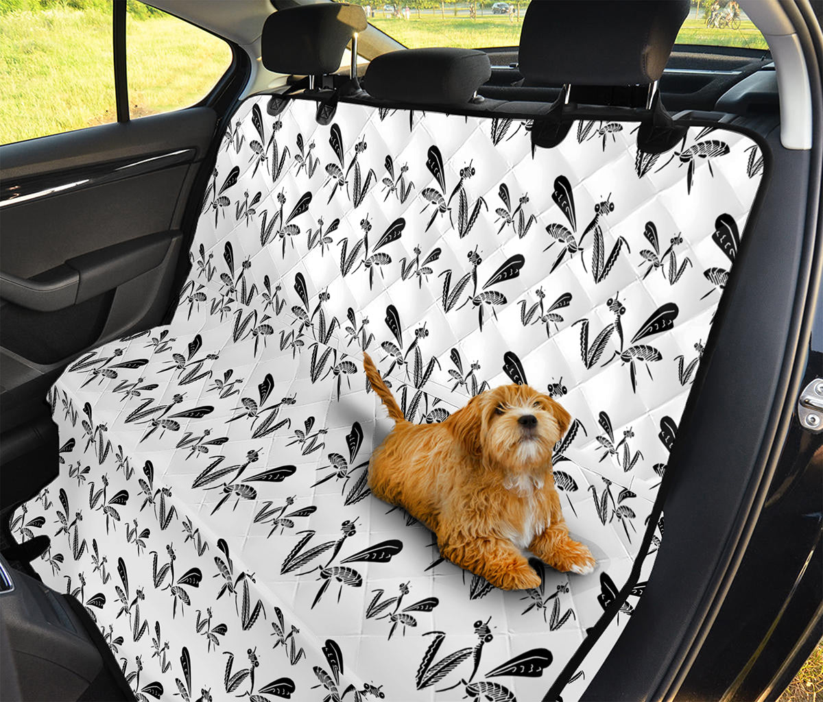White And Black Mantis Pattern Print Pet Car Back Seat Cover