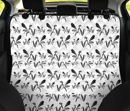 White And Black Mantis Pattern Print Pet Car Back Seat Cover