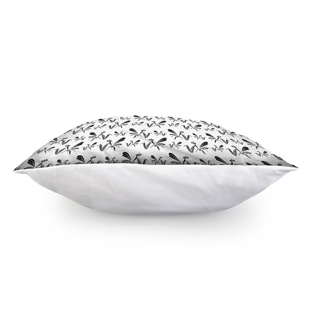 White And Black Mantis Pattern Print Pillow Cover