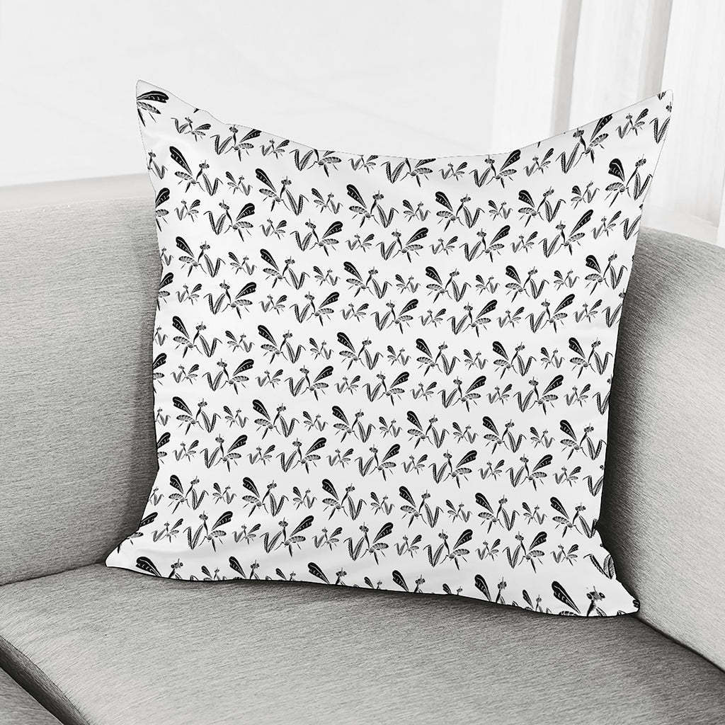 White And Black Mantis Pattern Print Pillow Cover