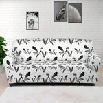 White And Black Mantis Pattern Print Sofa Cover